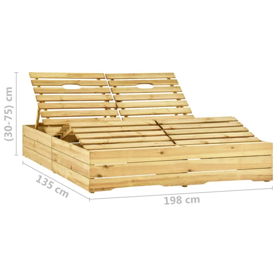 Tumbona doble y cojines negros madera pino