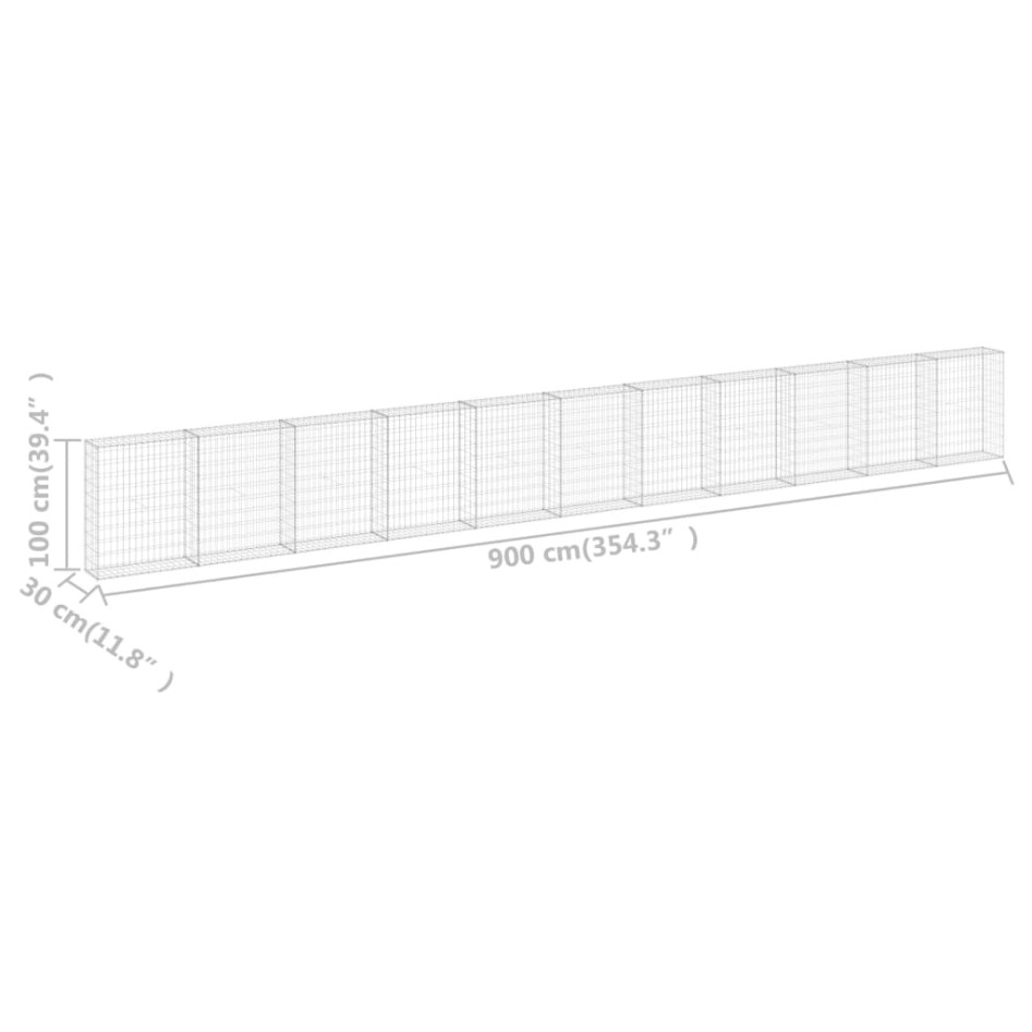 Muro de gaviones con cubiertas acero galvanizado 900x30x100