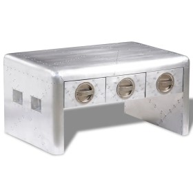 Mesa de centro de estilo aviador con 3 cajones estilo