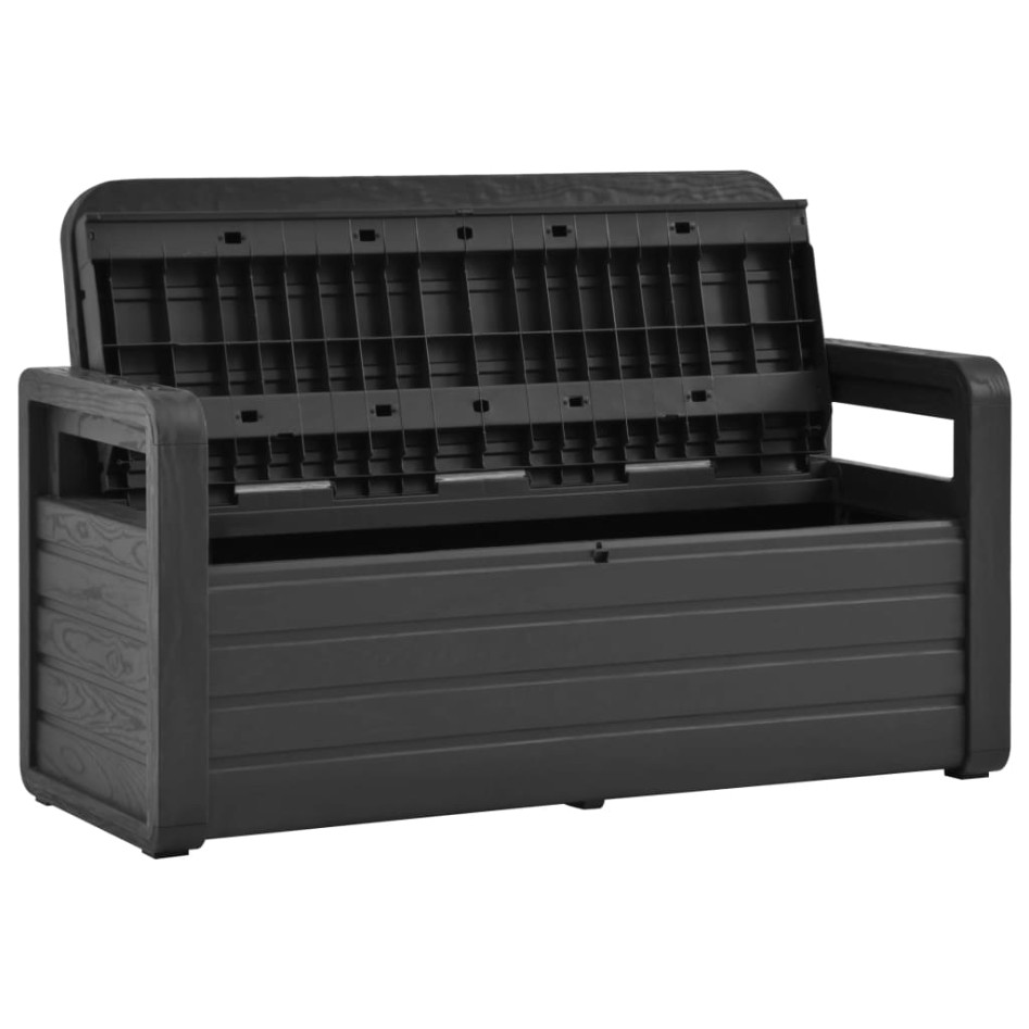 Banco de almacenaje de jardín plástico gris antracita 132,5