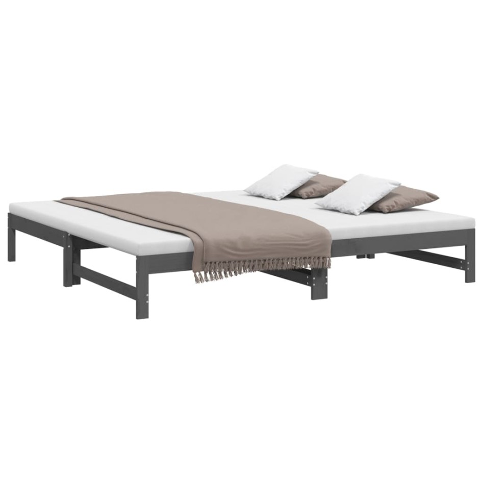 Sofá cama extraíble madera maciza de pino gris 2x(90x200)