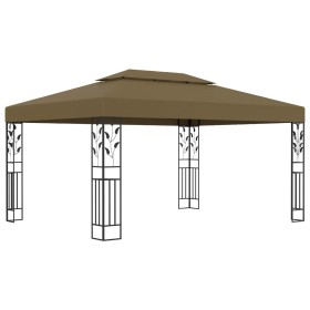 Cenador con doble techo gris taupe 3x4m 180