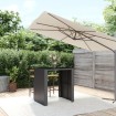 Mesa alta bar ratán PE y superficie vidrio negro 105x80x110 cm