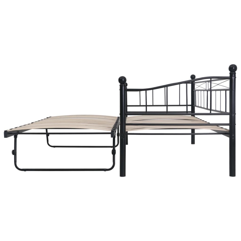 Estructura de cama de acero negra 180x200/90x200