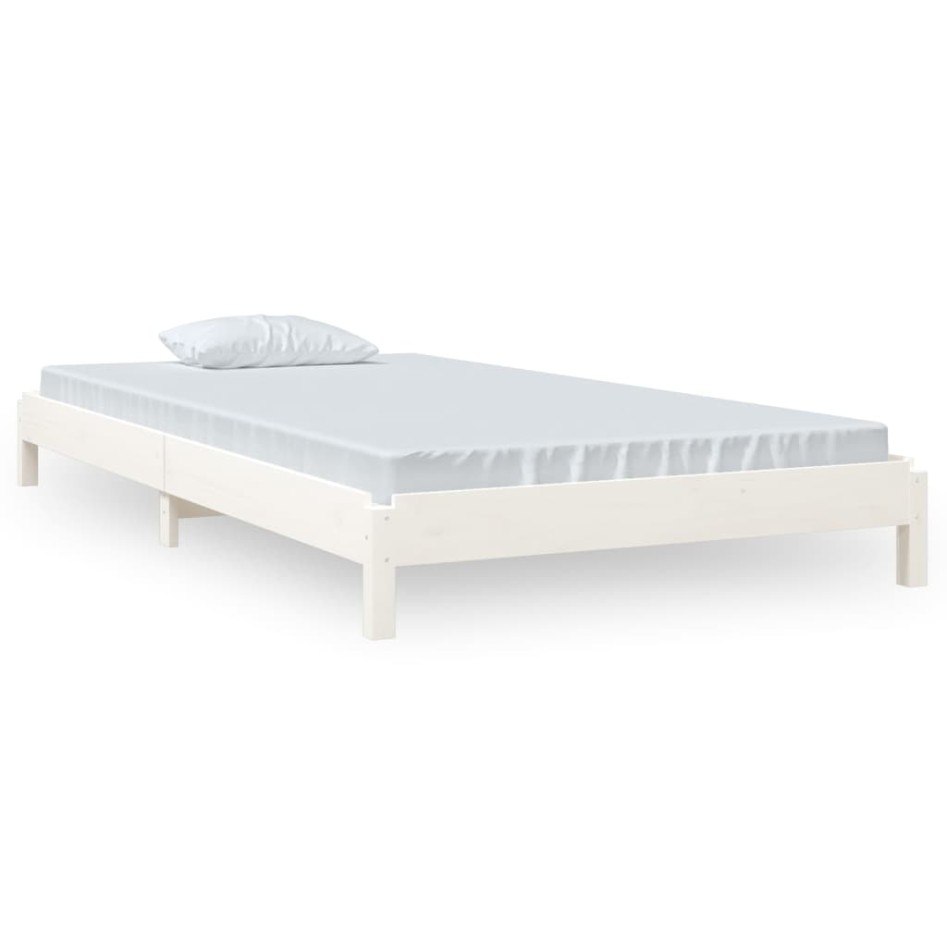 Cama apilable de madera pino maciza blanca 100x200