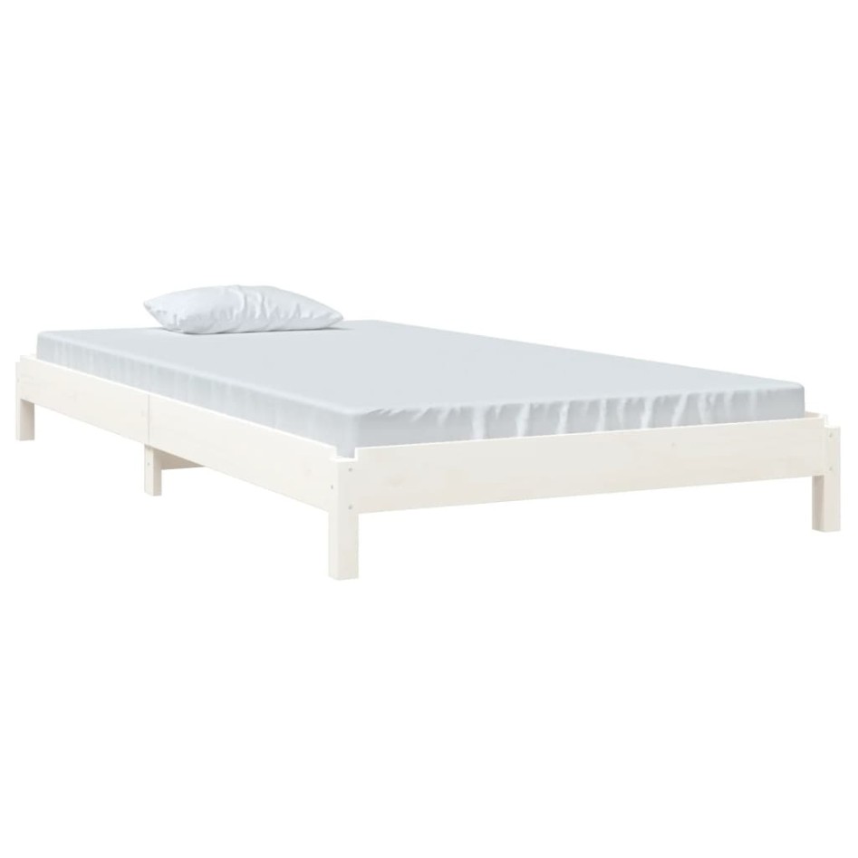 Cama apilable de madera pino maciza blanca 100x200