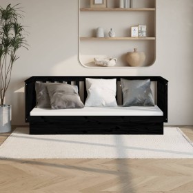 Sofá cama madera maciza de pino negro 75x190