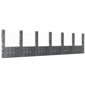 Cesta de gaviones forma de U 2 postes de hierro 740x20x200