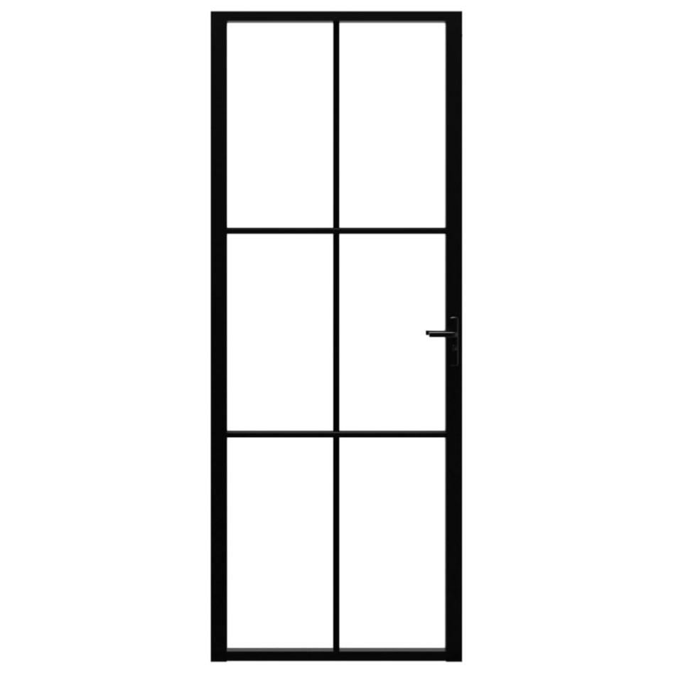 Puerta interior vidrio ESG y aluminio negro 76x201,5