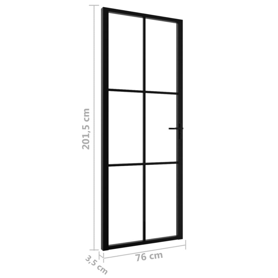 Puerta interior vidrio ESG y aluminio negro 76x201,5