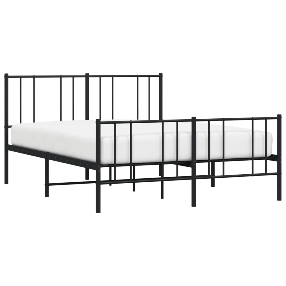 Estructura de cama cabecero y estribo metal negro 140x190