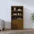 Aparador alto madera maciza de pino marrón miel 80x35x154