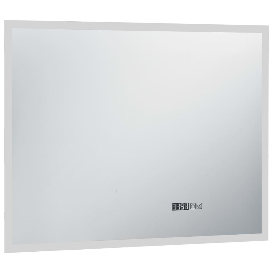 Espejo de baño con LED, sensor táctil y reloj 80x60