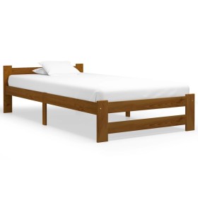 Estructura de cama madera maciza pino marrón miel 90x200
