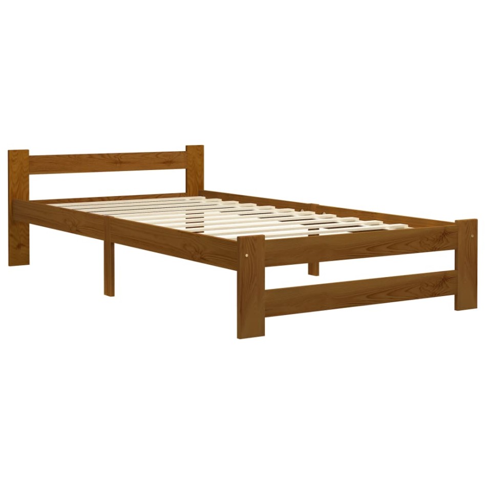 Estructura de cama madera maciza pino marrón miel 90x200