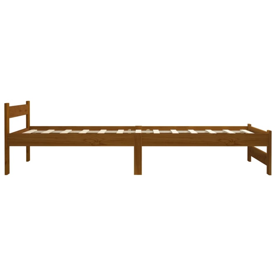 Estructura de cama madera maciza pino marrón miel 90x200