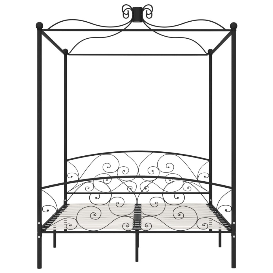 Estructura de cama con dosel metal negro 180x200