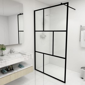 Mampara de ducha accesible con vidrio templado negro 115x195