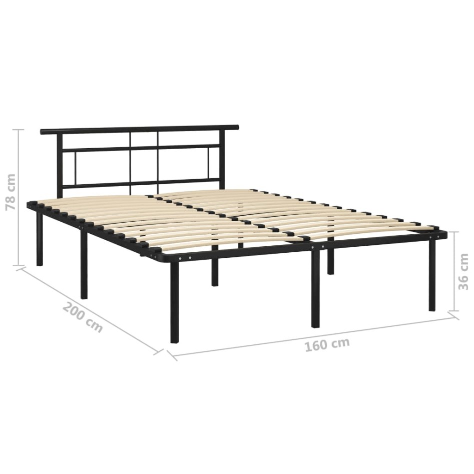 Estructura de cama de metal negra 160x200