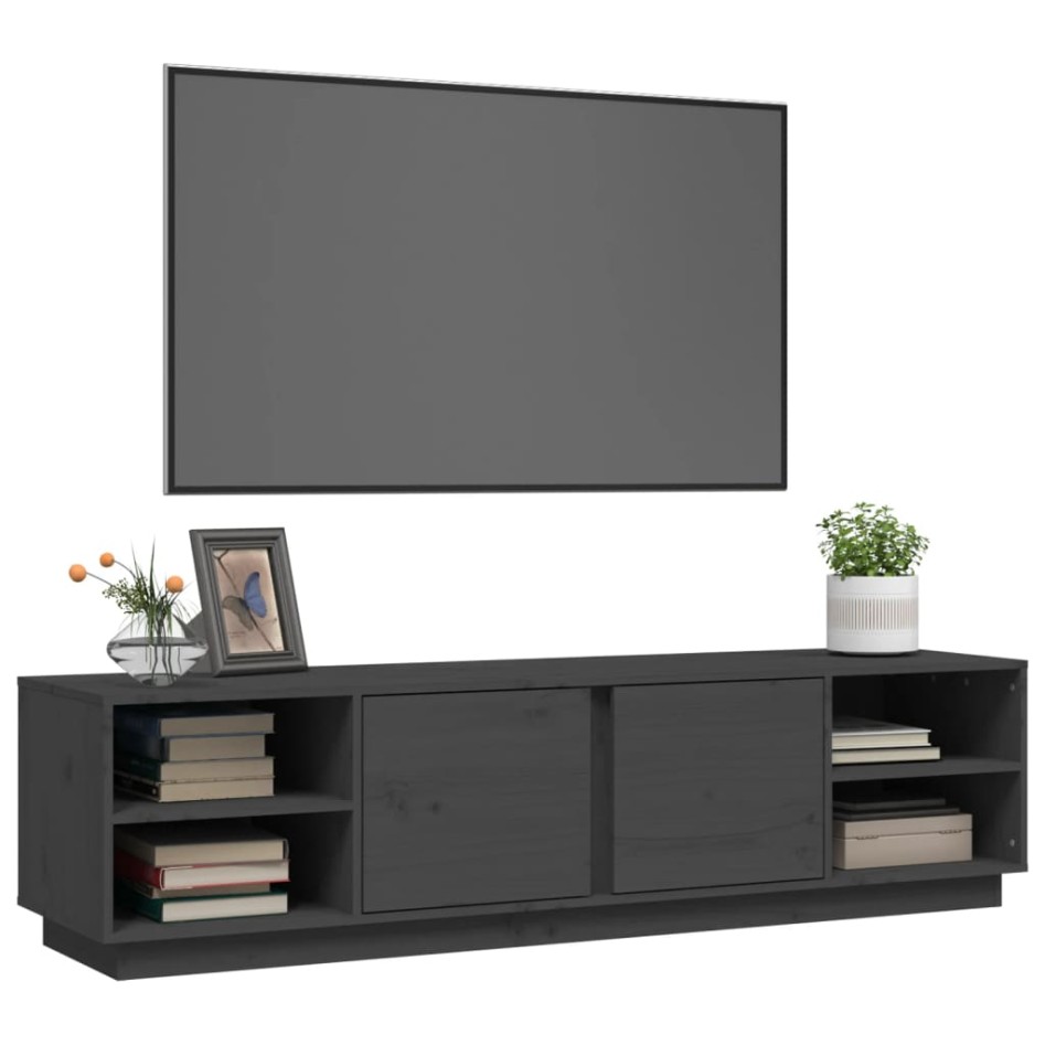 Mueble de TV madera maciza de pino gris 156x40x40