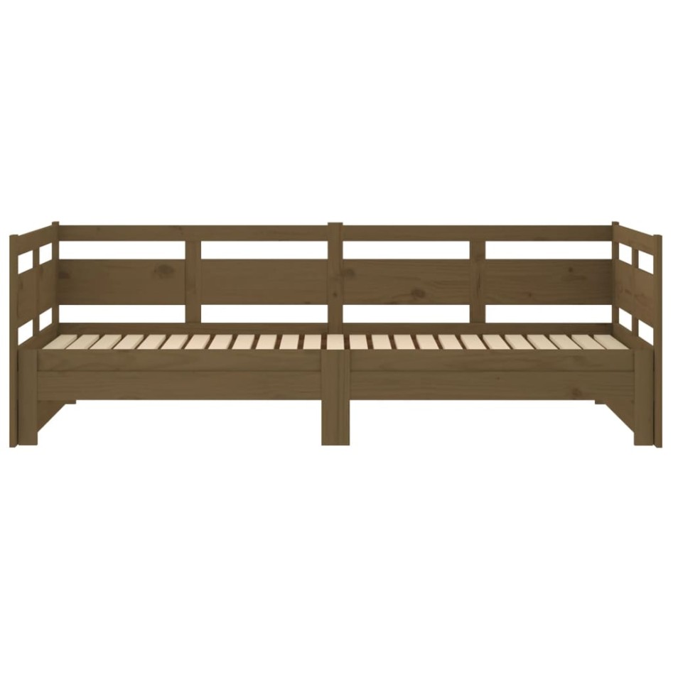Sofá cama extraíble madera de pino marrón miel 2x(80x200)