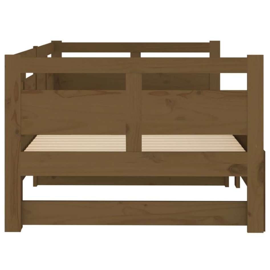 Sofá cama extraíble madera de pino marrón miel 2x(80x200)