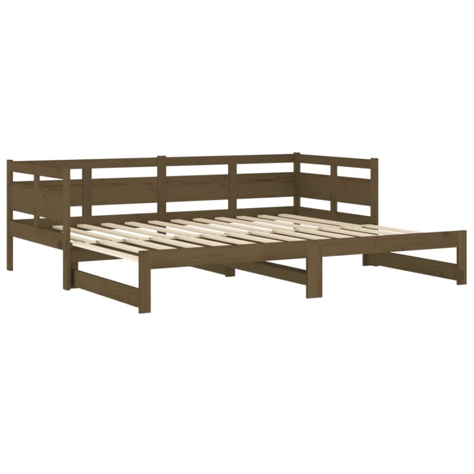 Sofá cama extraíble madera de pino marrón miel 2x(80x200)