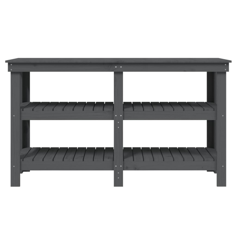Banco de trabajo de madera maciza de pino gris 142,5x50x80