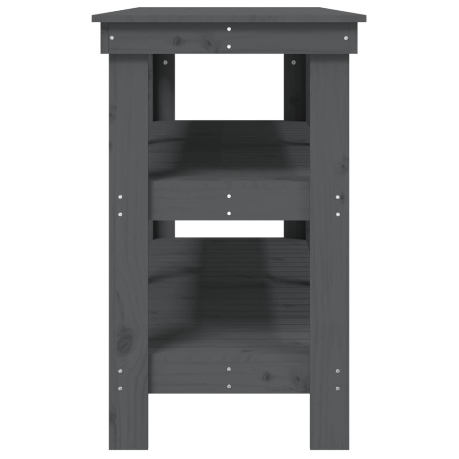 Banco de trabajo de madera maciza de pino gris 142,5x50x80