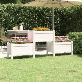 Jardinera de madera de pino maciza blanca 178,5x44x75