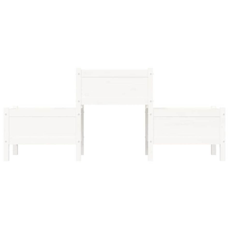 Jardinera de madera de pino maciza blanca 178,5x44x75