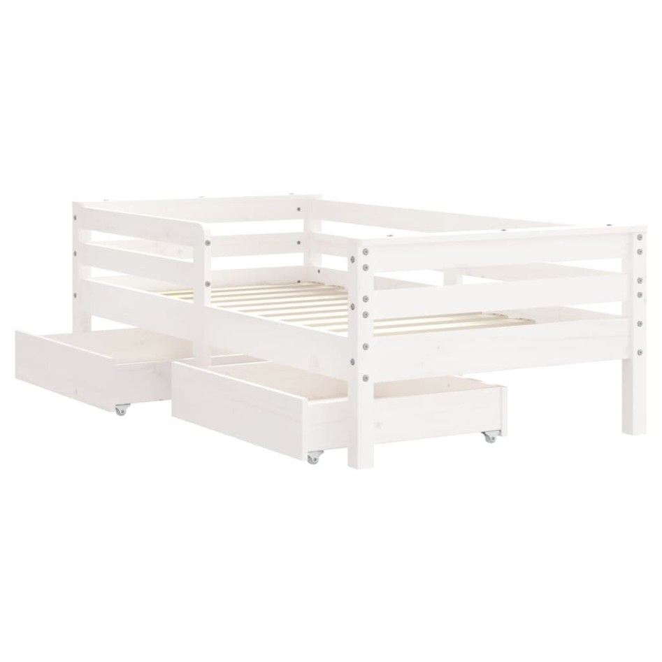 Estructura cama niños con cajones madera pino blanco 70x140