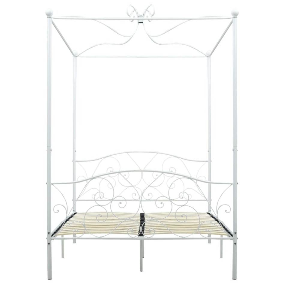Estructura de cama con dosel metal blanco 120x200
