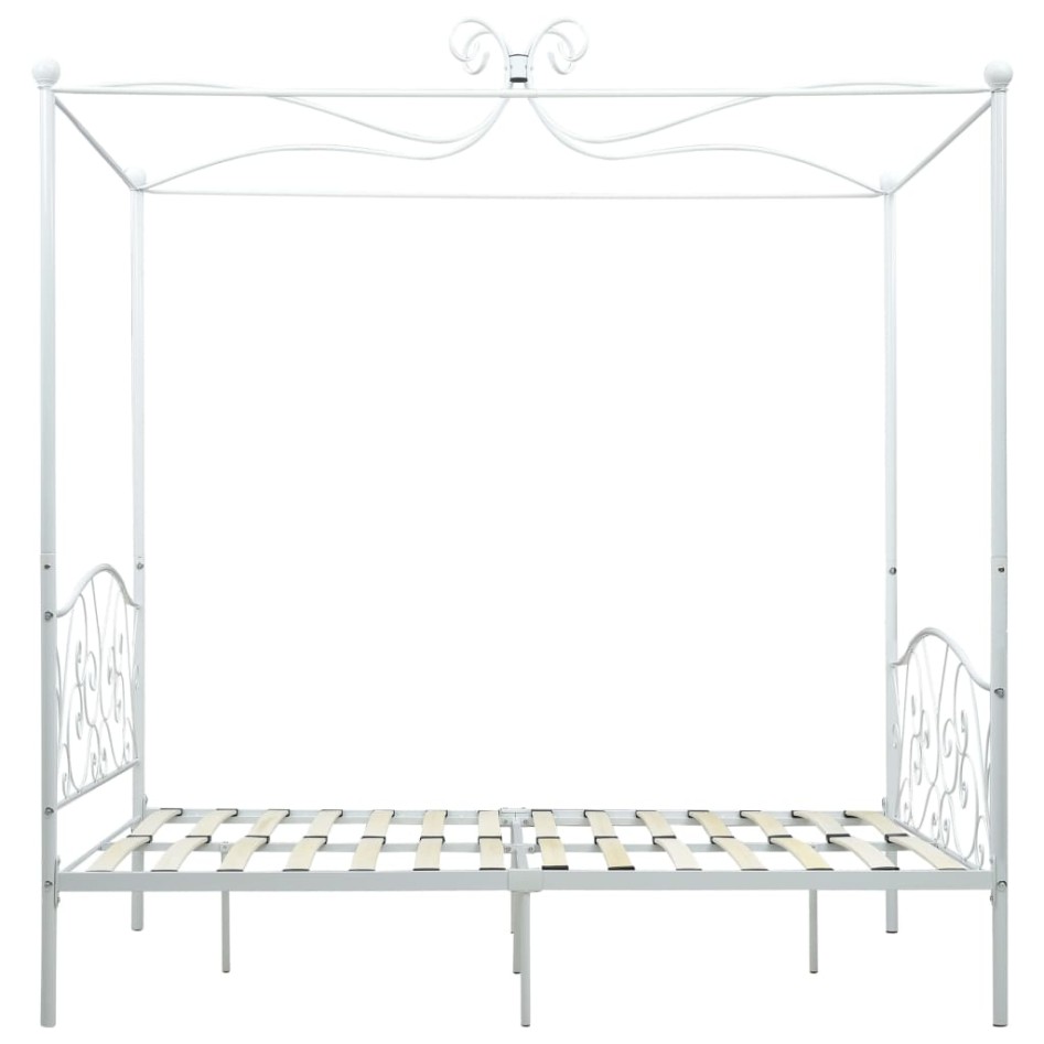 Estructura de cama con dosel metal blanco 120x200