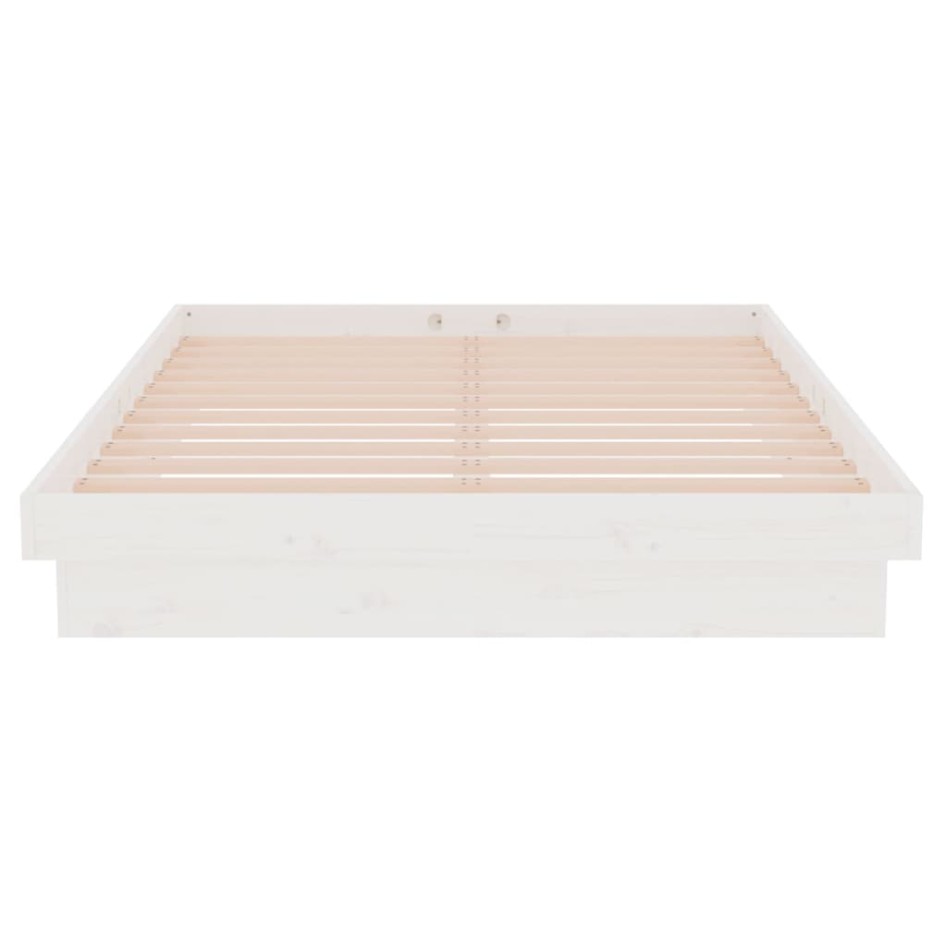 Estructura de cama madera maciza blanco 120x200