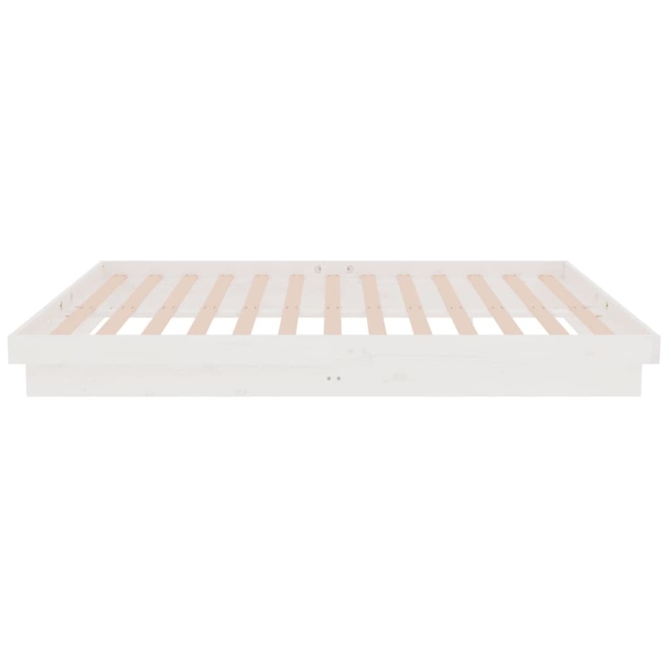 Estructura de cama madera maciza blanco 120x200