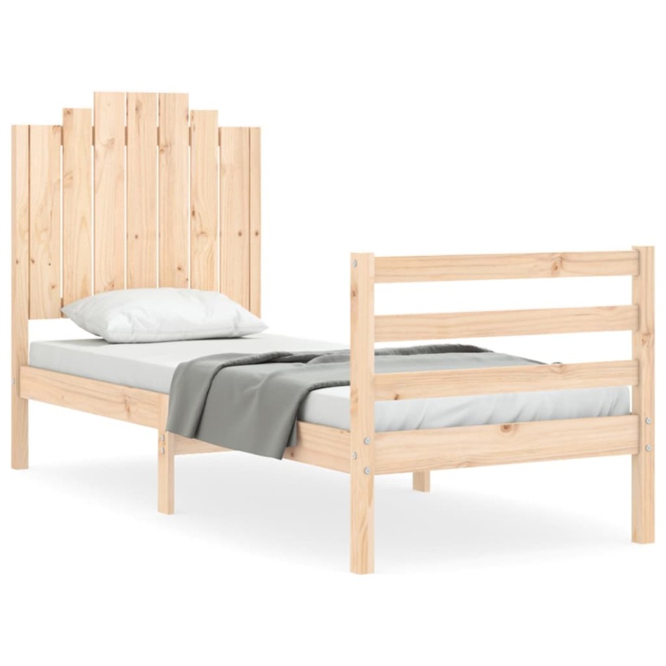 Estructura de cama individual con cabecero madera