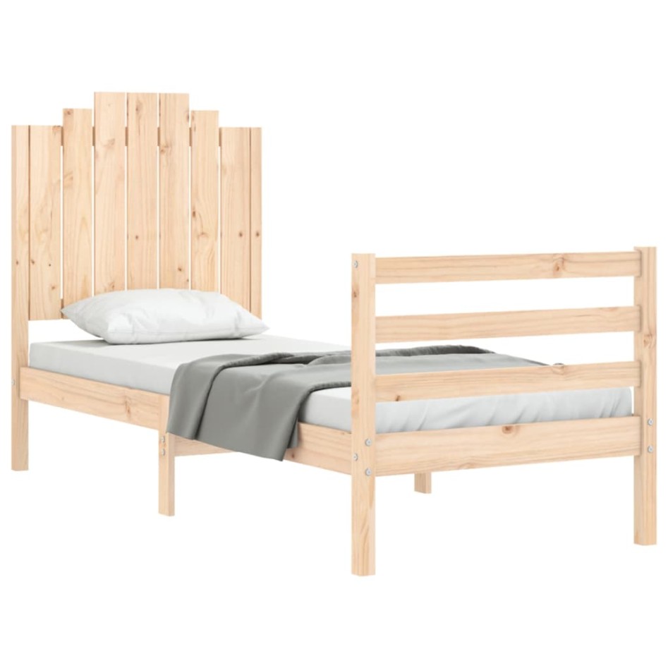Estructura de cama individual con cabecero madera