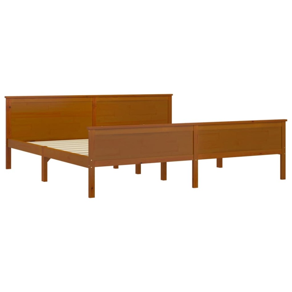 Estructura de cama madera maciza pino marrón miel 200x200