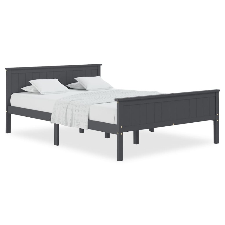 Estructura de cama de madera maciza de pino gris 160x200