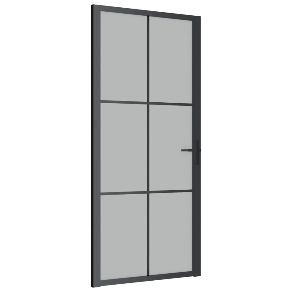 Puerta interior de vidrio y aluminio negro mate 93x201,5