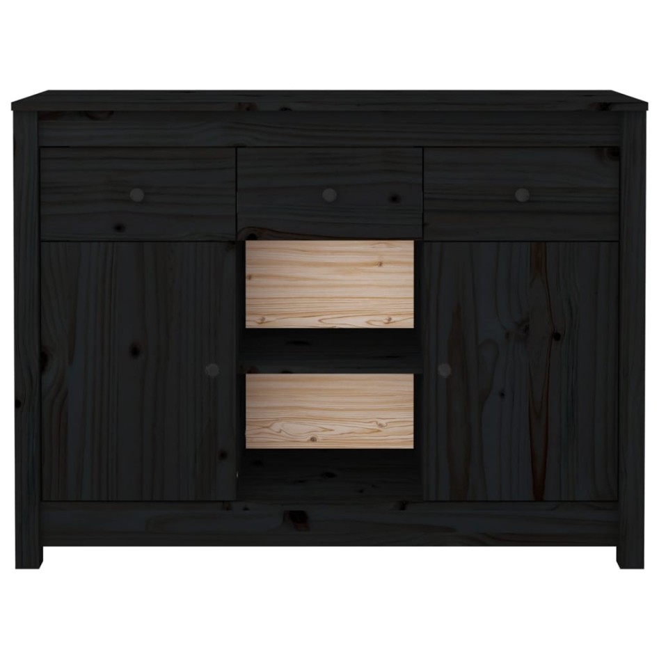 Aparador de madera maciza de pino negro 100x35x74,5