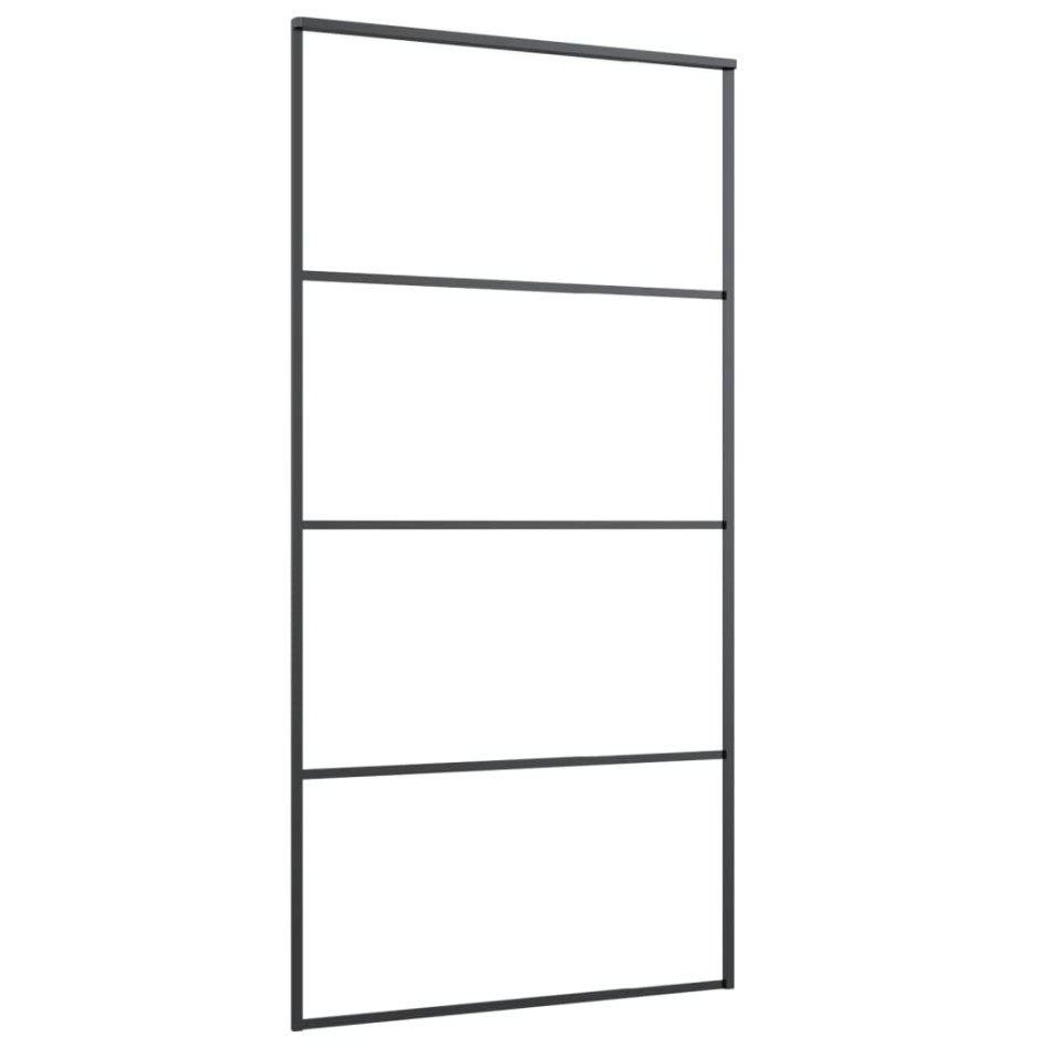 Puerta corredera ESG vidrio y aluminio negra 102,5x205