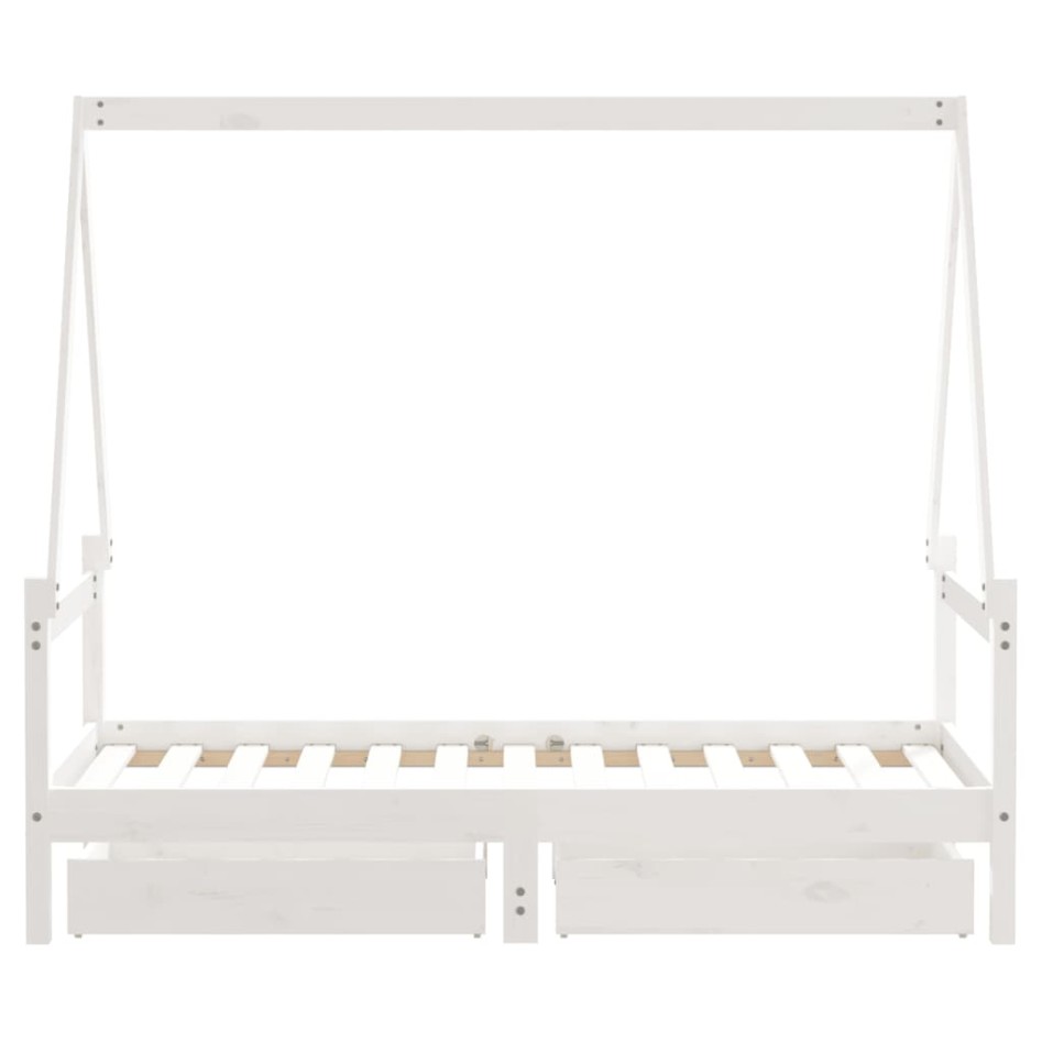 Estructura cama infantil y cajones madera pino blanco 80x160