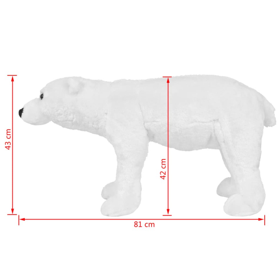 Oso polar de peluche de pie blanco