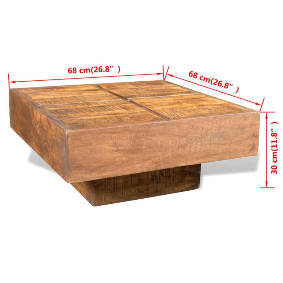 Mesa de centro cuadrada de madera de mango