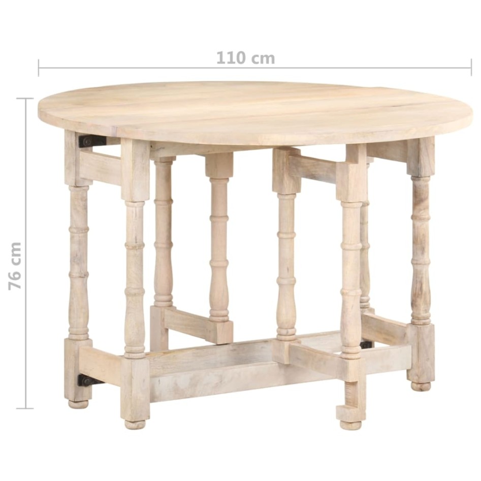 Mesa de comedor redonda de madera maciza de mango 110x76