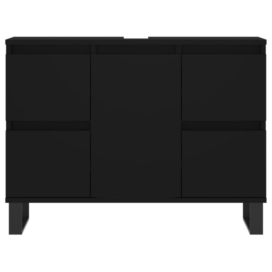 Mueble de baño madera de ingeniería negro 80x33x60