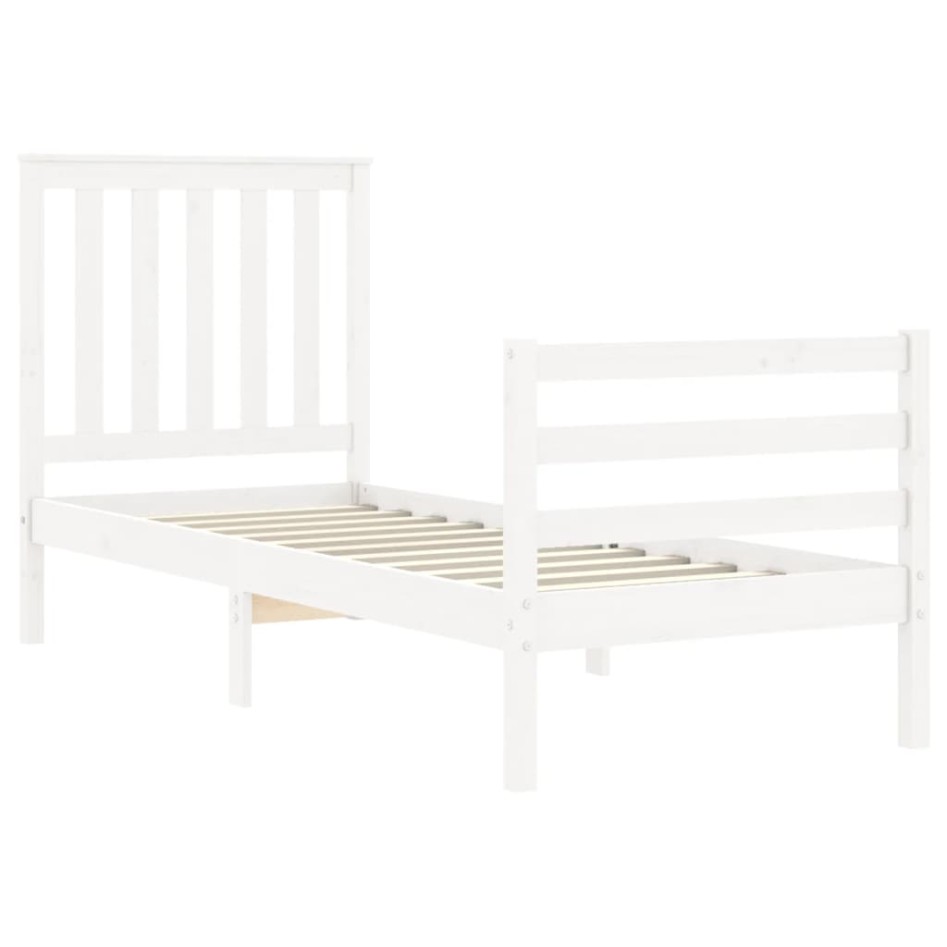 Estructura de cama individual con cabecero madera maciza