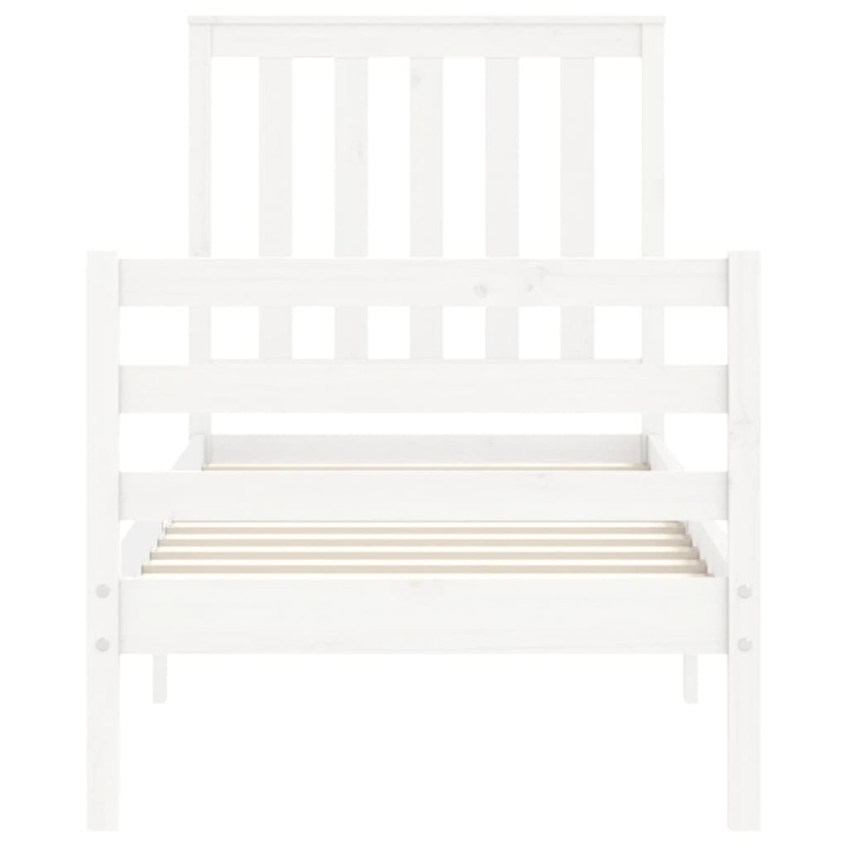 Estructura de cama individual con cabecero madera maciza